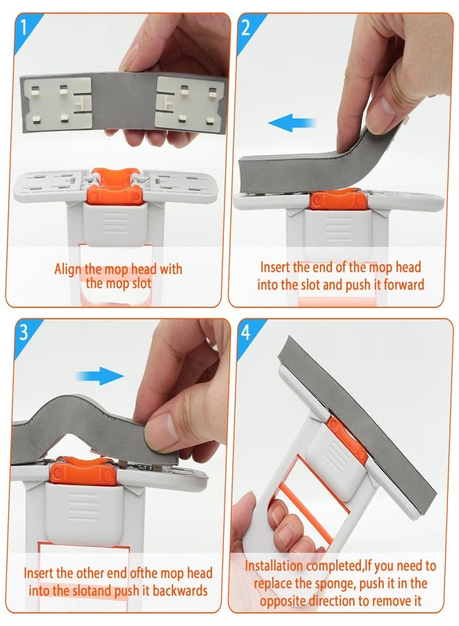 NBBCH Self Squeezing Mini Mop, Orange Small Sponge Mop, Wet and Dry Use Cleaning System, Foldable Desktop Mop, One-Hand Squeeze Handle and Replaceable Head - Image 5